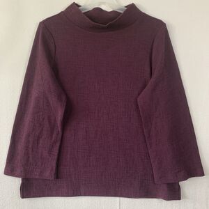 Chicos Mock Neck Blouse Top Women 3 Textured Purple Casual Corp Office Art L 16
